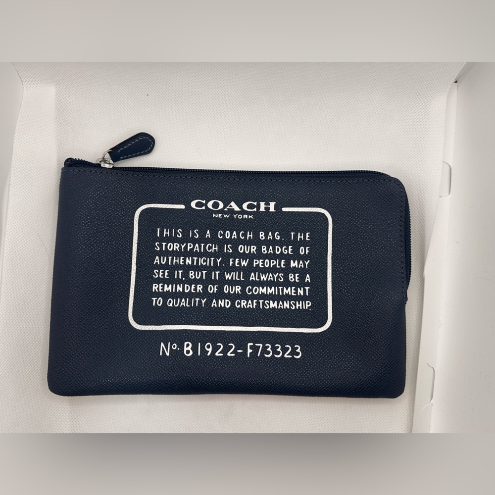 Coach New York Storypatch Zip Pouch Wristlet - Navy Blue F81922